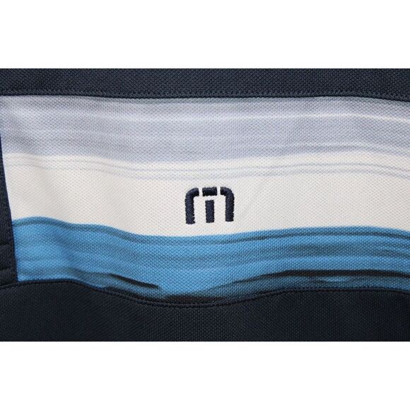 TRAVIS MATHEW BLUE WITH CHEST STRIPES POLO MENS SIZE XL SHORT SLEEVE SHIRT GOLF - Picture 3 of 8